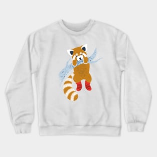 Cute red panda wearing red socks // spot illustration Crewneck Sweatshirt